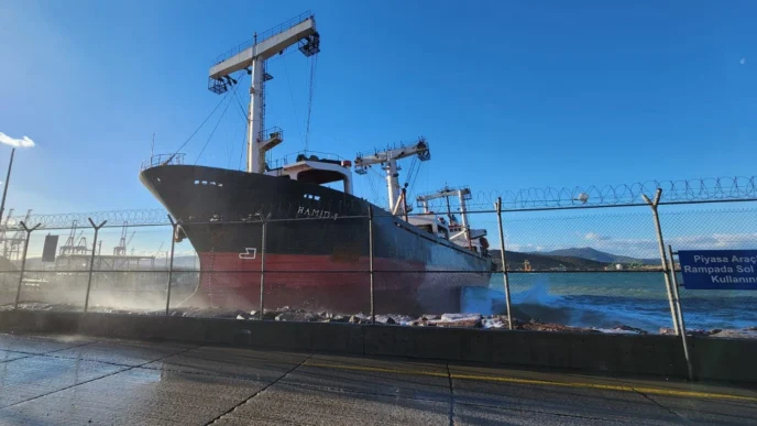 Ege açıklarında kuruyük gemisi karaya oturdu