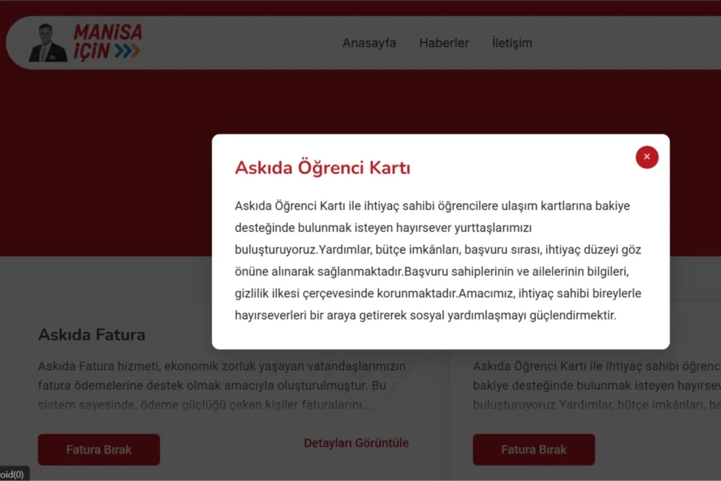 Manisa Büyükşehir'den 'askıda' destek