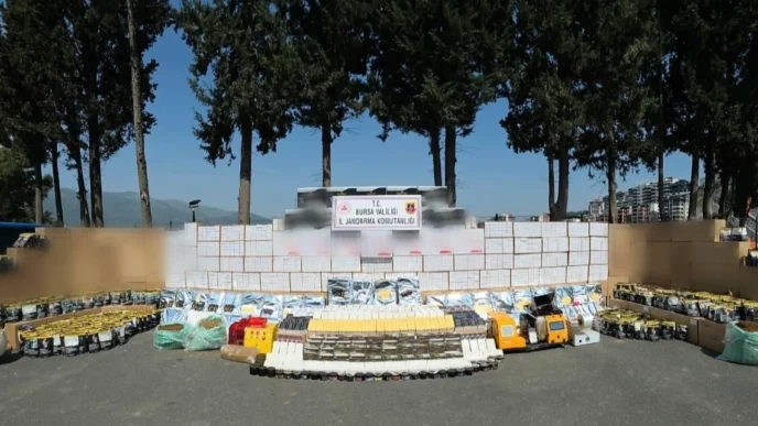 Bursa Gemlik'te milyonlarca makaron ele geçirildi