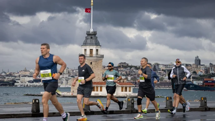 İstanbul yağışta koştu