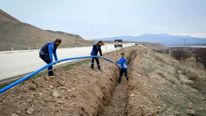 Malatya Yazıhan'da içme suyu hattı yenileniyor