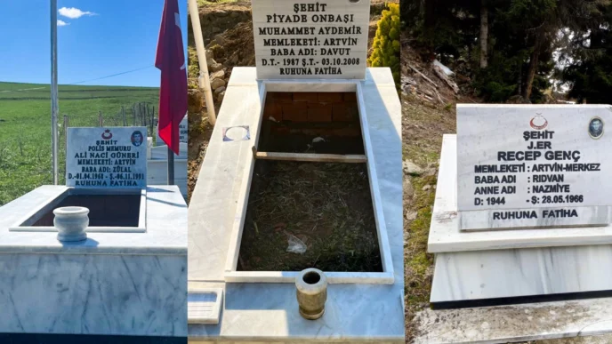 Artvin'de şehit mezarlarına bakım