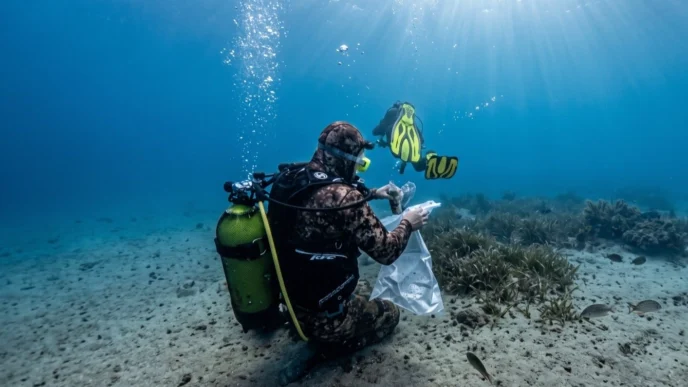 Aydın Kuşadası'nda deniz dibi temizliği